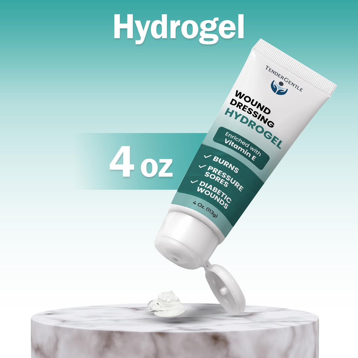 Hydrogel Wound Dressing Ointment - 4 oz Amorphous Hydrogel for Wound Care, Burns, Diabetic Ulcers - Enriched with