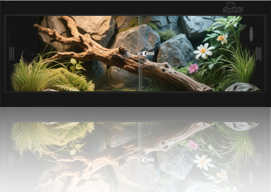 20 Gallon PVC Reptile Enclosure, RepWild 30"x12"x12" Terrarium/Tank with Heavy-Duty Screen Top, Glass Sliding Doors &