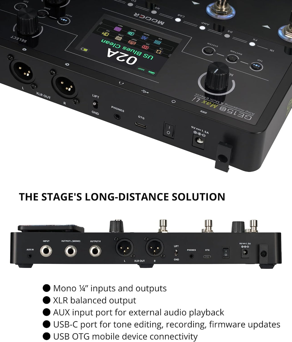 GE150 Max Li Battery Powered Guitar Amp Modelling Multi Effects 8-Footswitch Floor Guitar FX Processor with XLR