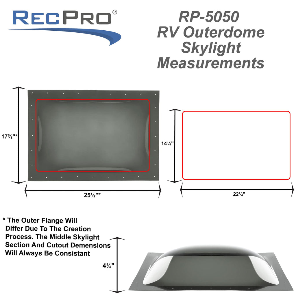 RV Skylight Outer Dome | 14" x 22" Universal Outer Skylight | Bubble Style (Smoke)