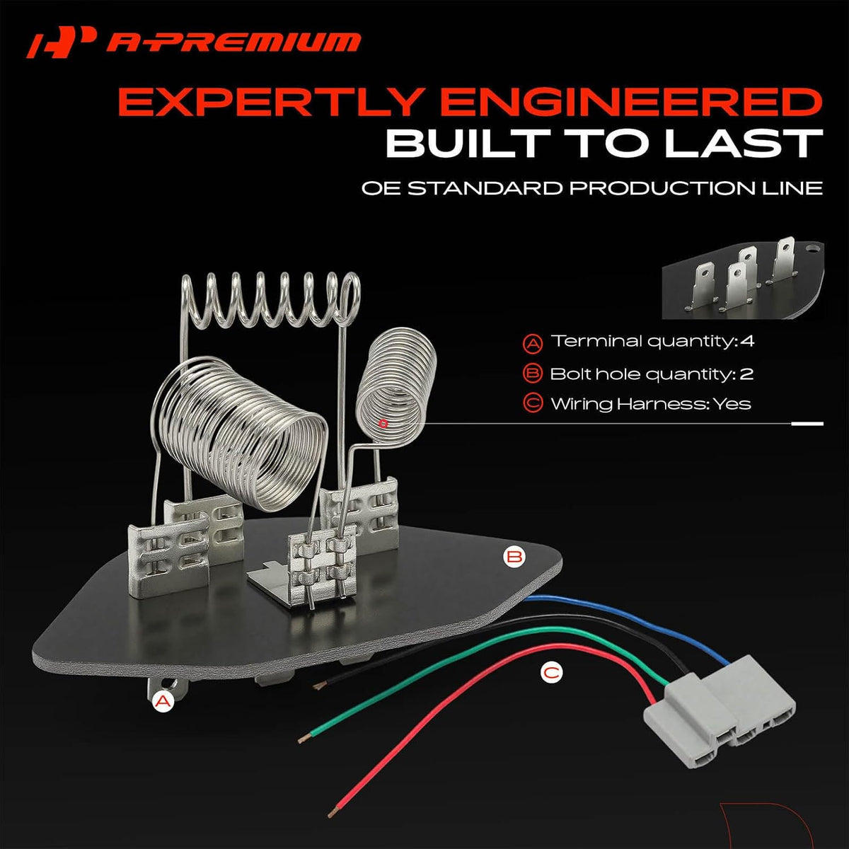 A-Premium Front HVAC Blower Motor Resistor with 4 Pins Connector
