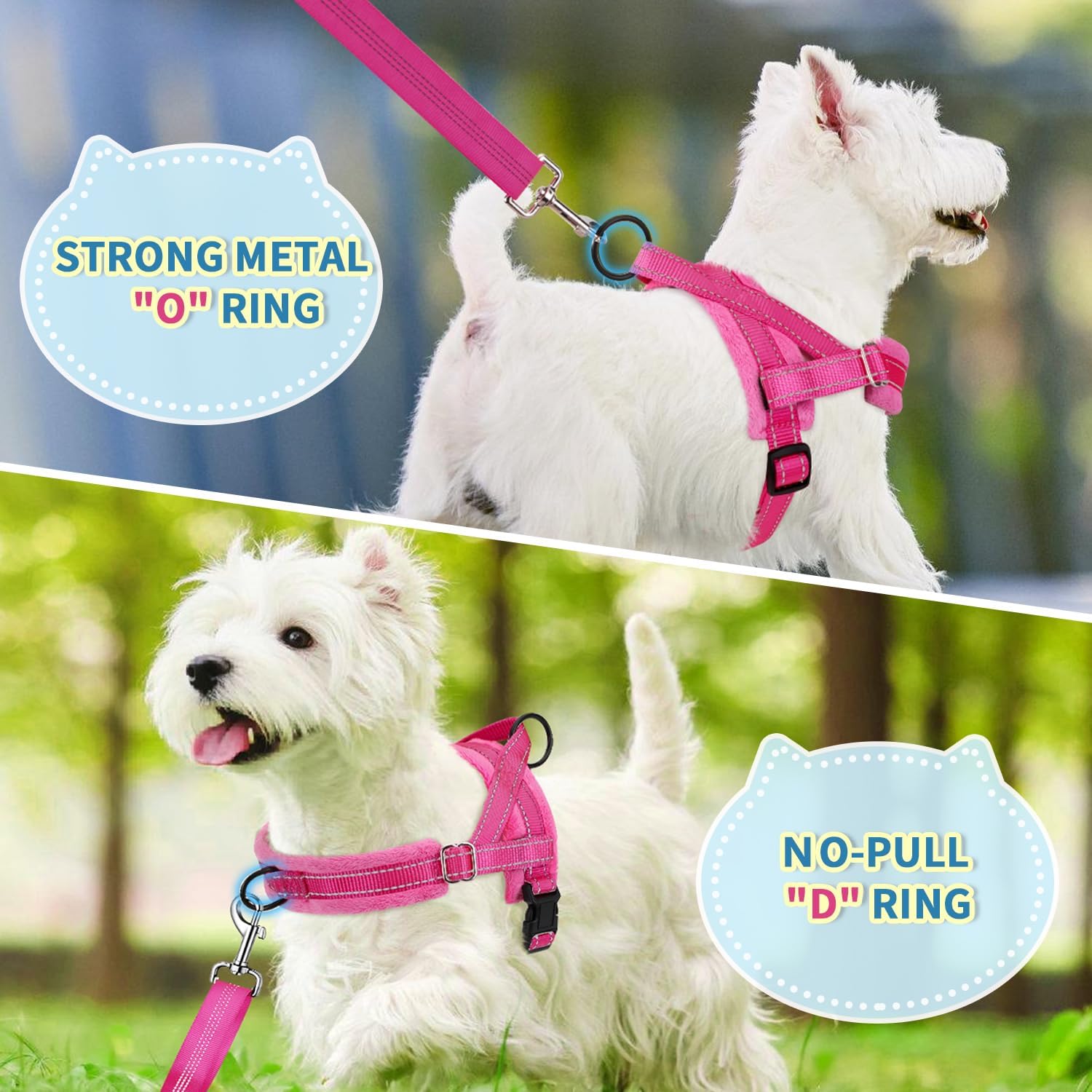 No Pull Small Dog Harness and Leash Set, Puppy Soft Vest Harness Neck & Chest Adjustable, Reflective Lightweight