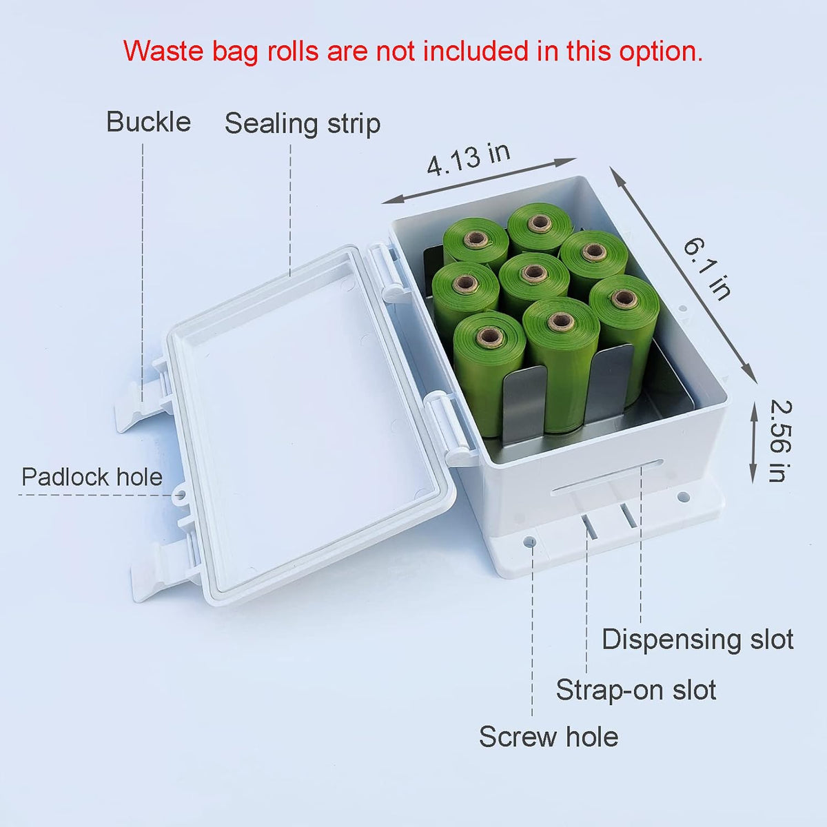 Dog Poop Bag Dispenser Wall Mounted Waterproof Outdoor Pet Waste Bags Dispenser Station Stake, Pole, Fence Mounted