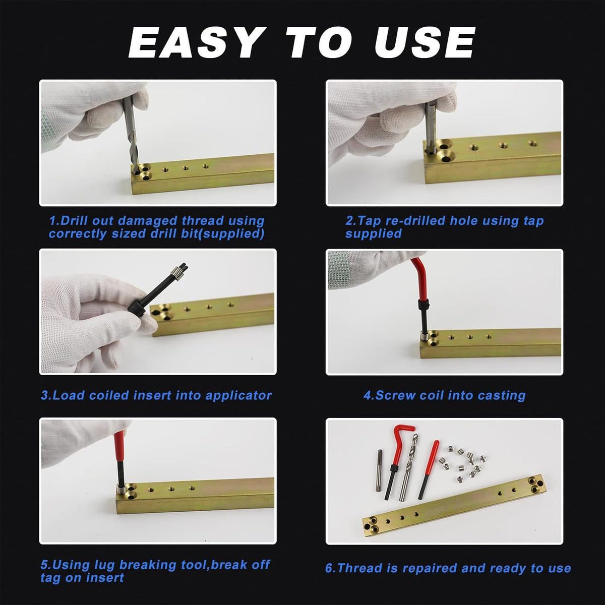 263PCS Thread Repair Kit HSS Drill Helicoil Kit, Rethreading Tool