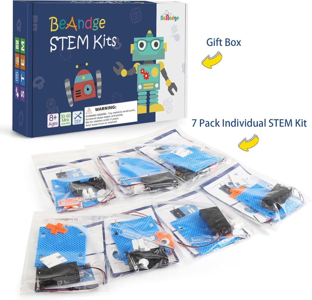 7 Set Bulk STEM Kit Individual Craft Kits for Kids, Science Projects Crafts Group Activity, Light Experiments Circuit