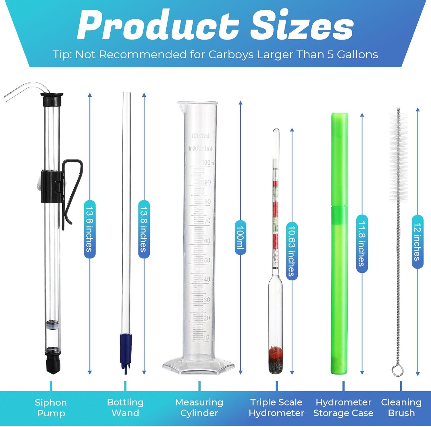 Wine Siphon Kit with Auto Pump, Bottling Wand, 4 Airlocks & Stoppers | Wine Making Supplies for Beer Kombucha Mead