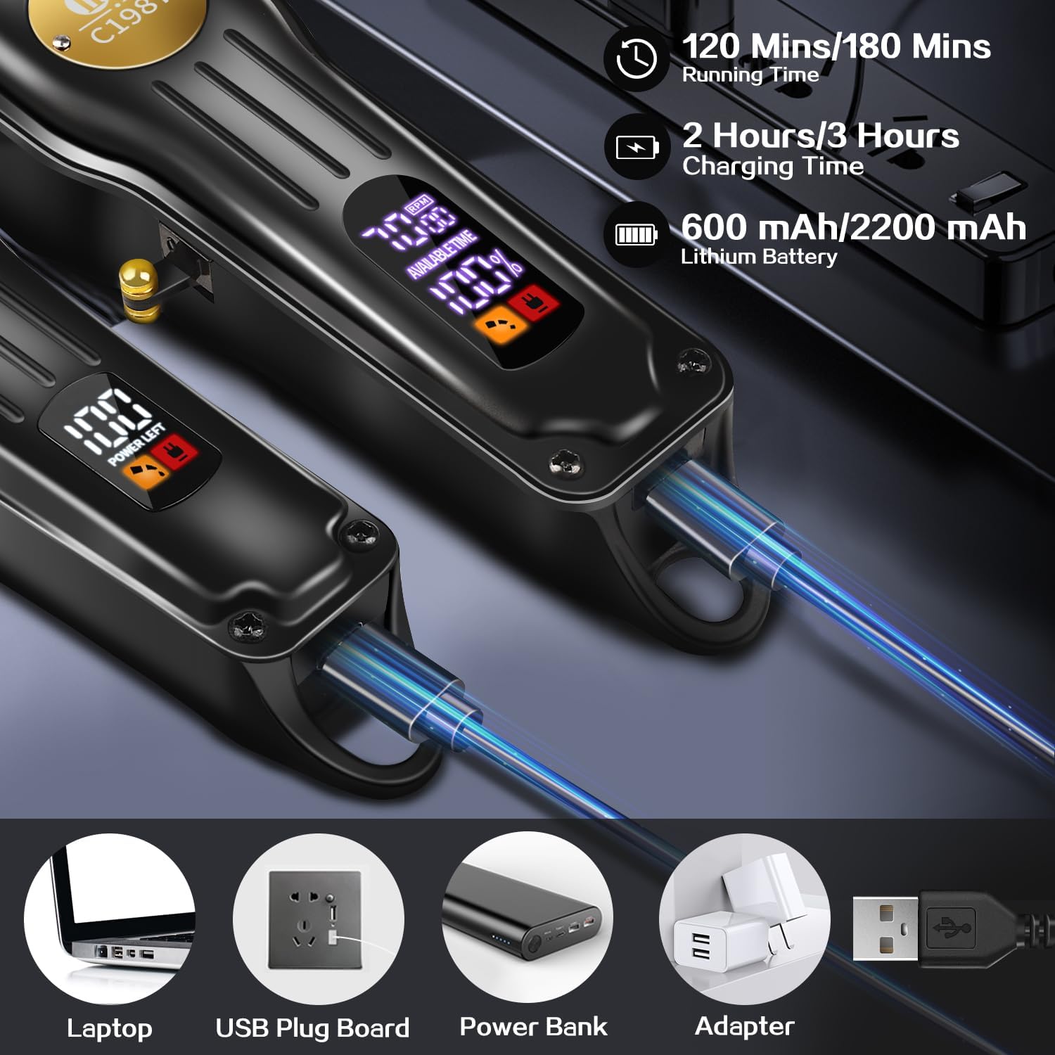 Mens Hair Clippers and Trimmers Set, Cordless Barber Haircut Kit | Professional Clippers for Hair Cutting Kit