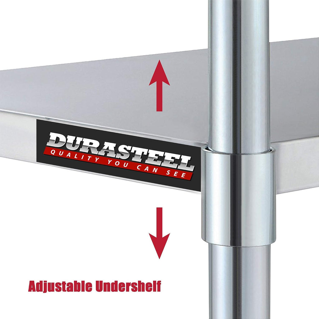 Galvanized Under Shelf for Work Tables - Extra Adjustable Lower Shelf for 24" x 48" Stainless Steel and Wooden