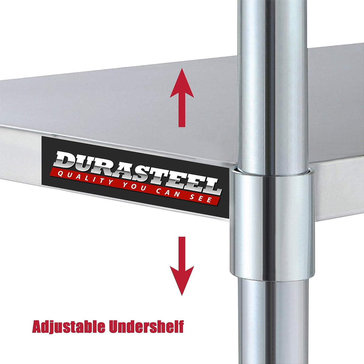 Galvanized Under Shelf for Work Tables - Extra Adjustable Lower Shelf for 24" x 48" Stainless Steel and Wooden