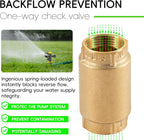1" No-Lead Brass Check Valve For Well Pump with Backflow Preventer, 1" FNPT