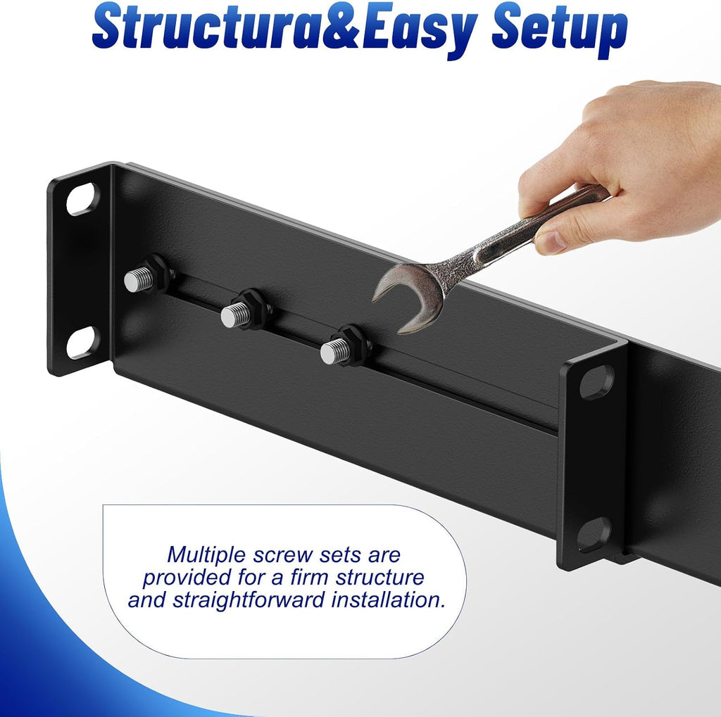 1U 19inch Server Rack Rails 15-24 inch Adjustable Depth Server Rack Rail for Universal 2&4-Post Rack Mount Rails for Network Equipment, Server, UPS Mounting Rail Kit Server Rack Accessories 2Packs