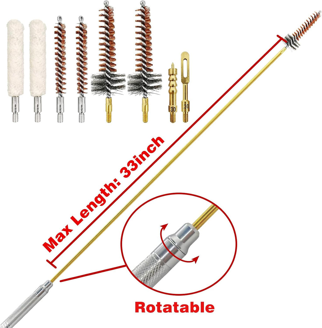 Gun Cleaning Kit for .30 Cal Rifle Cleaning Kit with 30ml Gun Cleaning Oil, Gun Cleaning Swabs, Bronze Bore Brush and