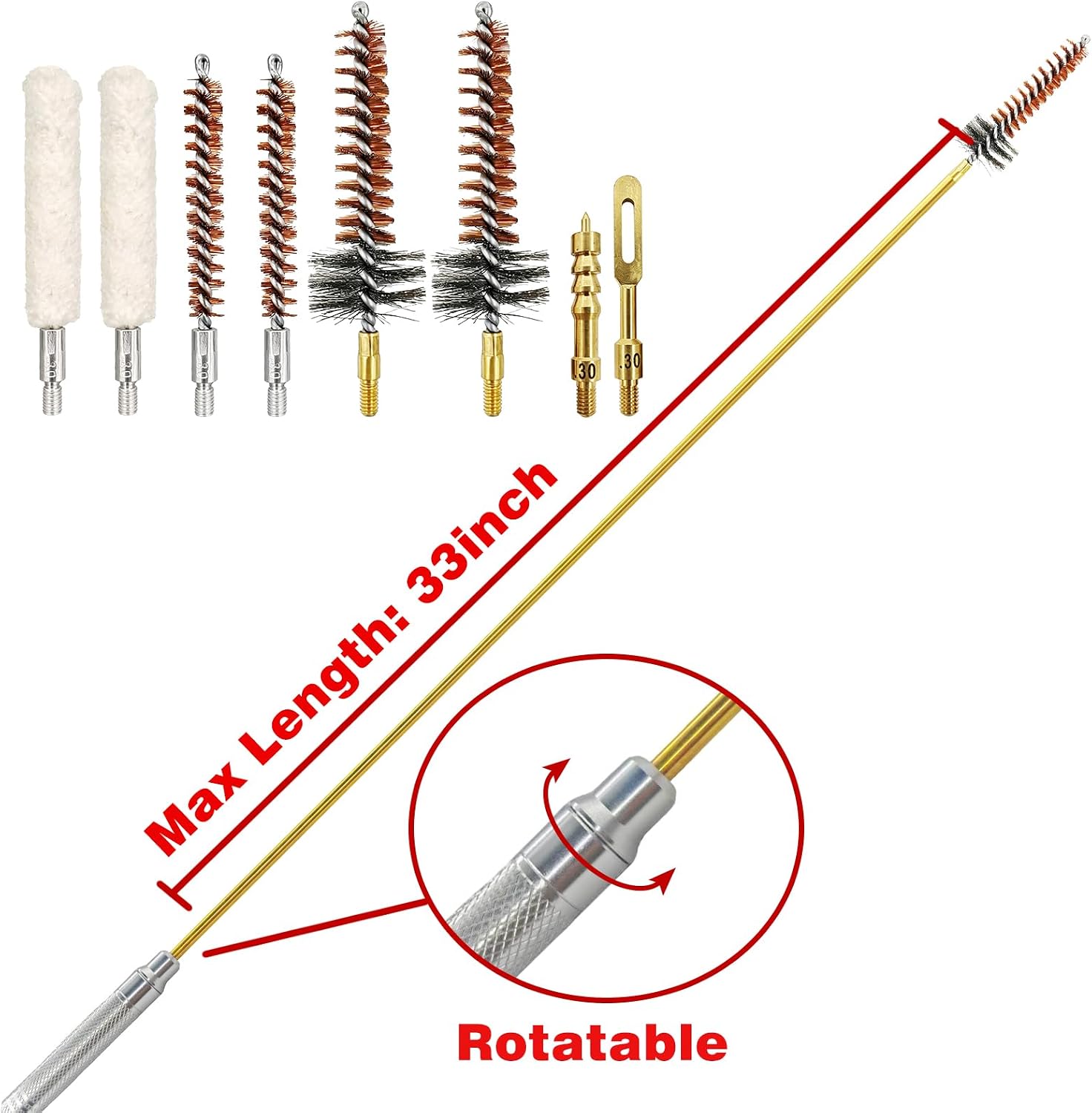 Gun Cleaning Kit for .30 Cal Rifle Cleaning Kit with 30ml Gun Cleaning Oil, Gun Cleaning Swabs, Bronze Bore Brush and