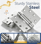 3-Pack 4.5 Inch Self Closing Door Hinges with Square Corners,Brushed Nickel