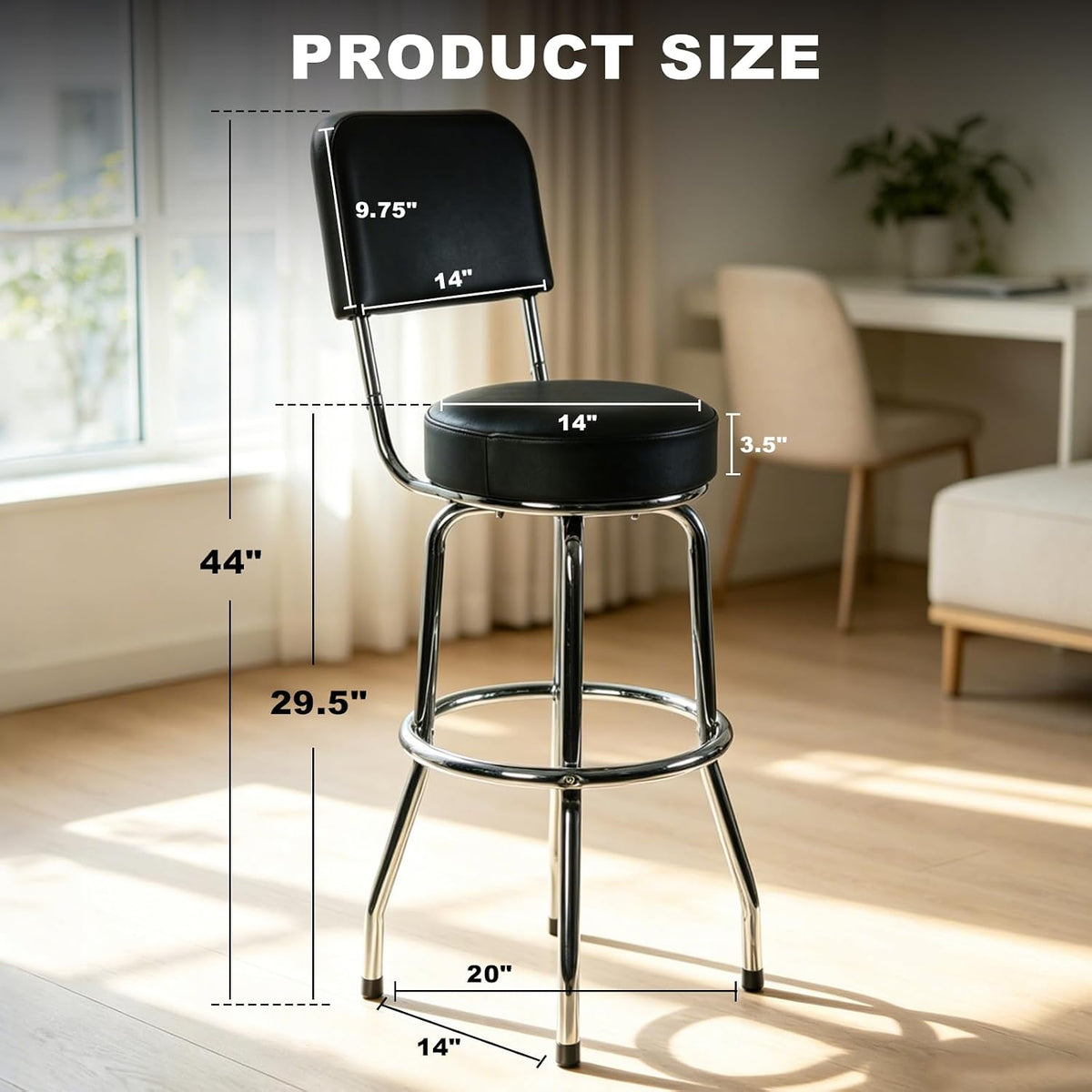 Swivel Bar Stool with Backrest