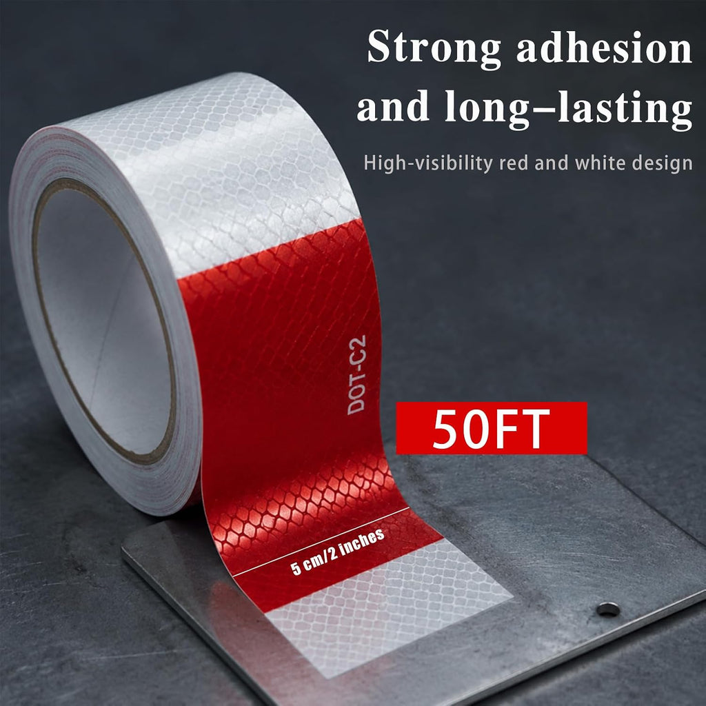 DOT-C2 Reflective Tape 2 Inch x 50 Feet Red White Reflective Tape