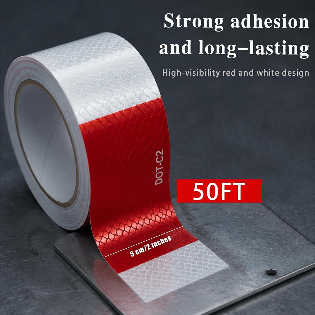 DOT-C2 Reflective Tape 2 Inch x 50 Feet Red White Reflective Tape