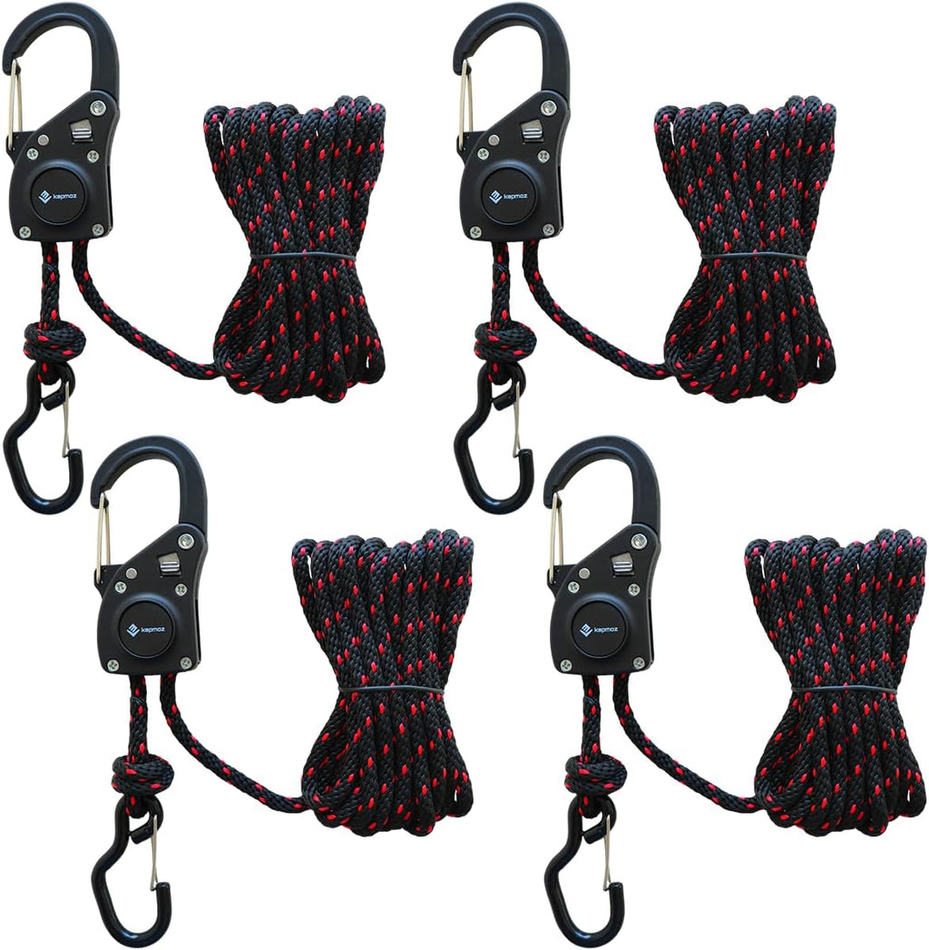 Heavy Duty Ratchet Tie Down Straps with Carabiner Hooks – Durable Adjustable Cargo Straps for Truck, Trailer