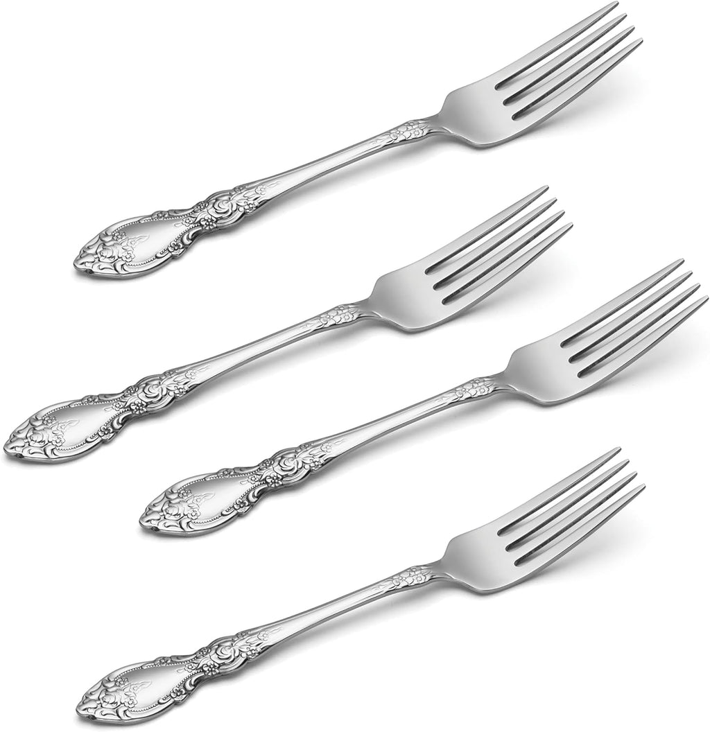 Wordsworth Dinner Forks Silverware Set for 4, Flatware