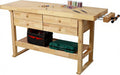 60 Inch Workbench with 4 Drawers & Storage Rack, Rubber Wood Top Work Table for Garage Workshop, Heavy Duty