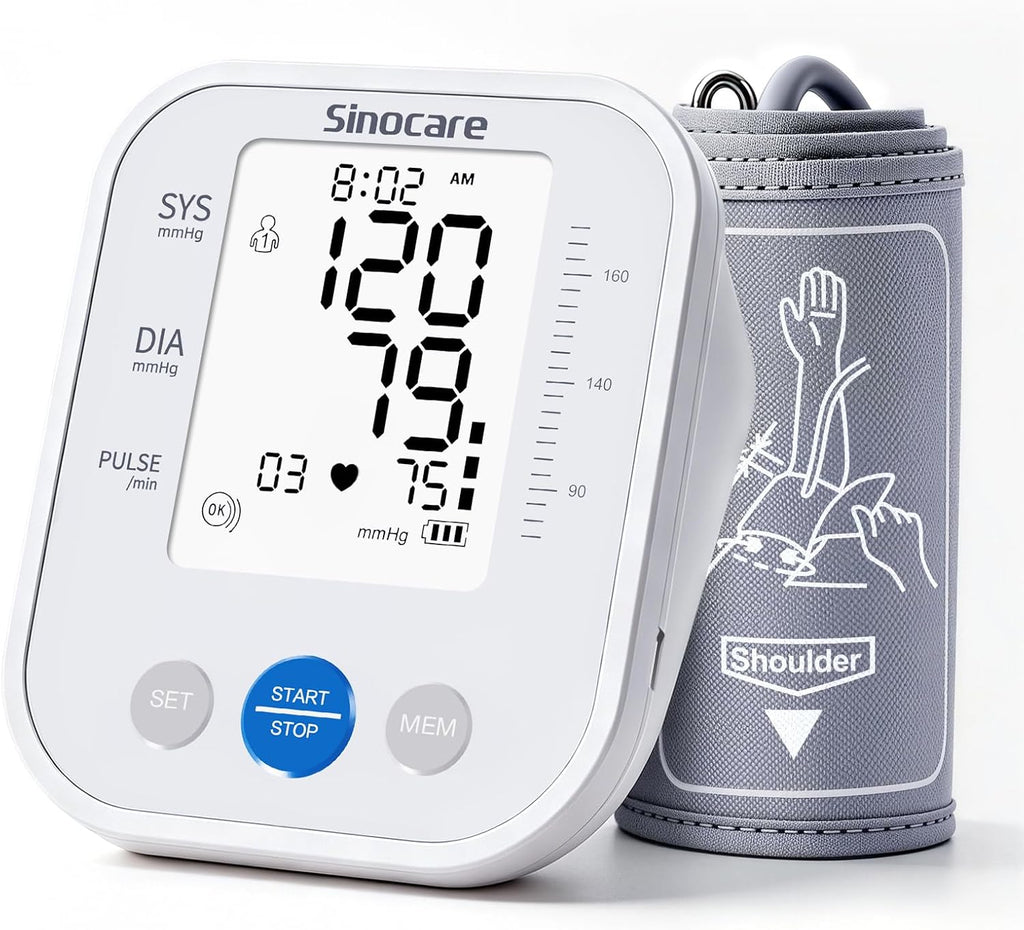 Upper Arm Blood Pressure Monitor, Automatic Digital BP Machine with 3-Color Backlit Display, 2 Users × 99 Memories