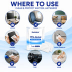 Extra Large 75% Alcohol Wipes, Individually Wrapped Pre-Moistened Disposable Wipes, Portable Travel Pack, 100 Count