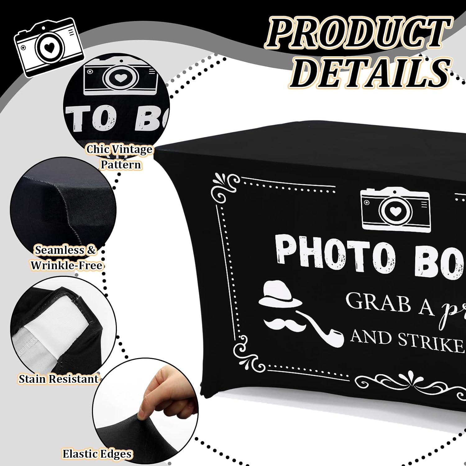 1 Pcs Photo Booth Table Cloth 6 ft Wedding Photo Booth Props
