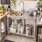 Stainless Steel Utility Sink, Freestanding Commercial Outdoor Utility Sink