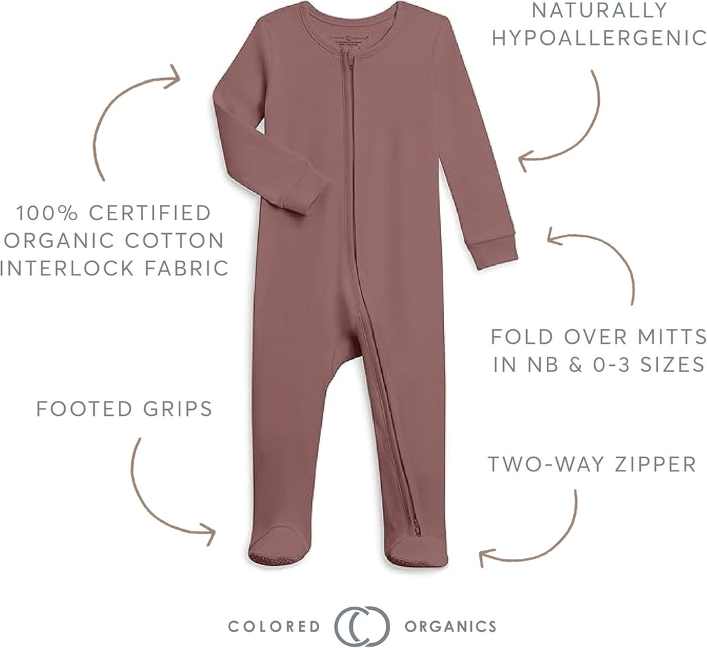 Baby Zip-Up Footed Sleeper with 2-Way Zipper - Organic Cotton Pajamas