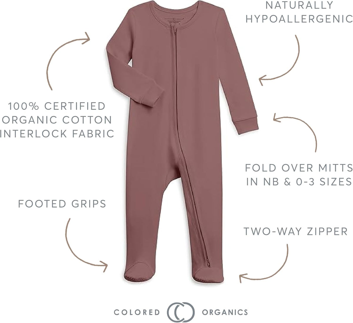 Baby Zip-Up Footed Sleeper with 2-Way Zipper - Organic Cotton Pajamas