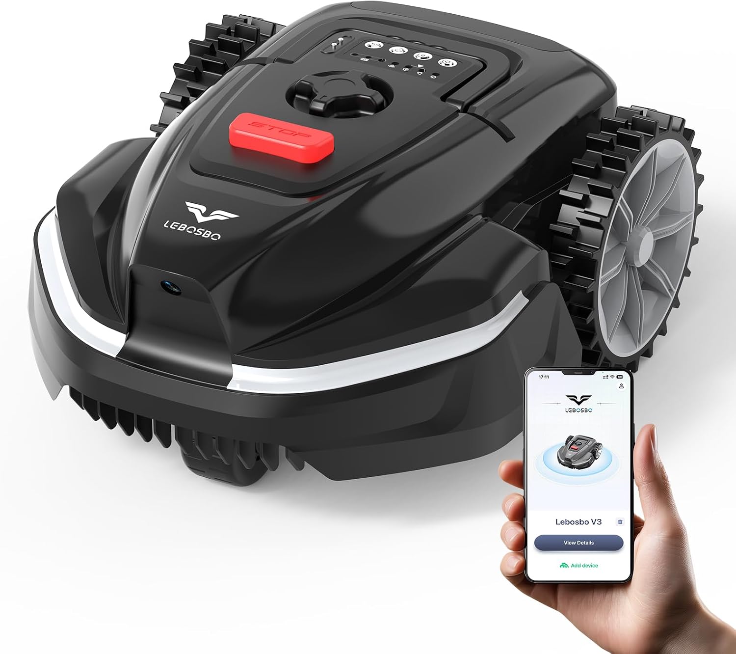 V3 Robotic Lawn Mower with AI Vision Obstacle Avoidance, Smart APP Control, Low-Noise Operation, Adjustable Cutting
