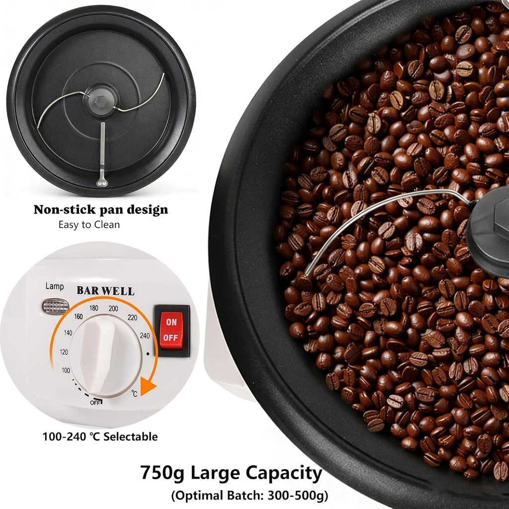 Home Coffee Roaster, Household Electric Coffee Bean Baker Nut Peanut Cashew Chestnuts Roasting Machine Adjustable