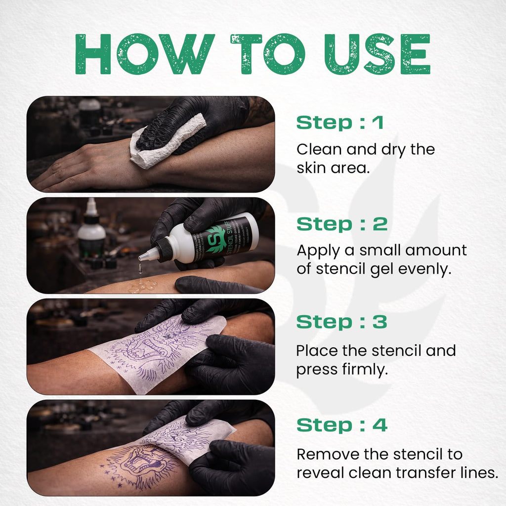 Tattoo Stencil Transfer Gel – 4oz Tattoo Stencil Transfer Solution – Vegan-Friendly Stencil Gel – Fast-Drying and