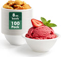 Paper Bowls 8 oz [100 Pack], Disposable Compostable Soup Bowls, Heavy Duty White Bowls Bulk, Made of Natural