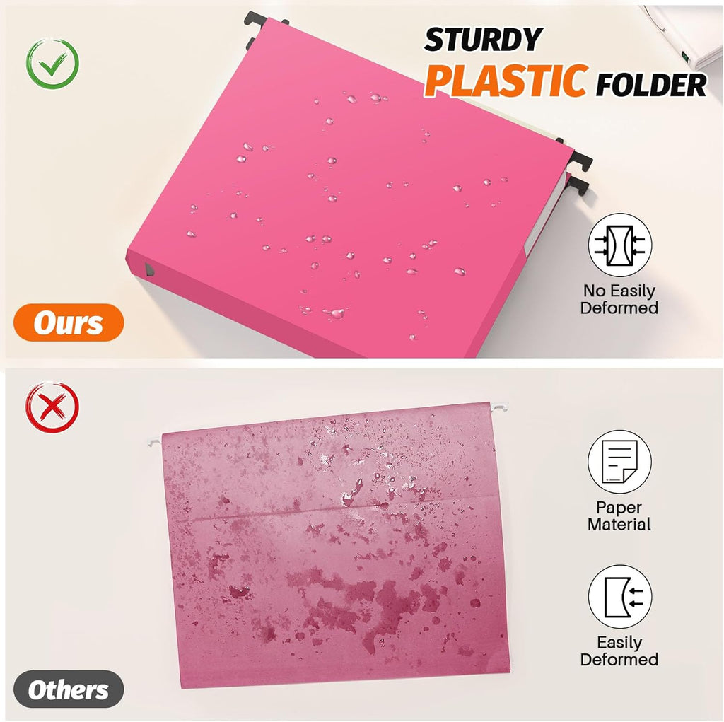 Extra Capacity Plastic Hanging File Folders,12 Pack Reinforced Expanding Hang Folder Letter Size,Accordian