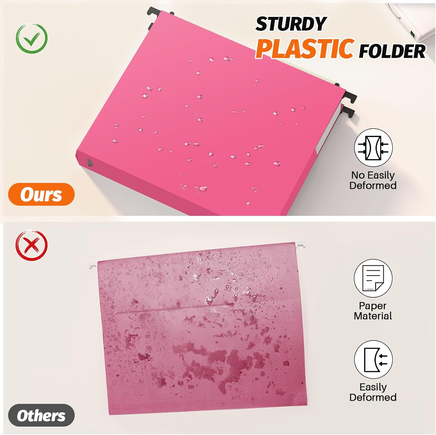 Extra Capacity Plastic Hanging File Folders,12 Pack Reinforced Expanding Hang Folder Letter Size,Accordian