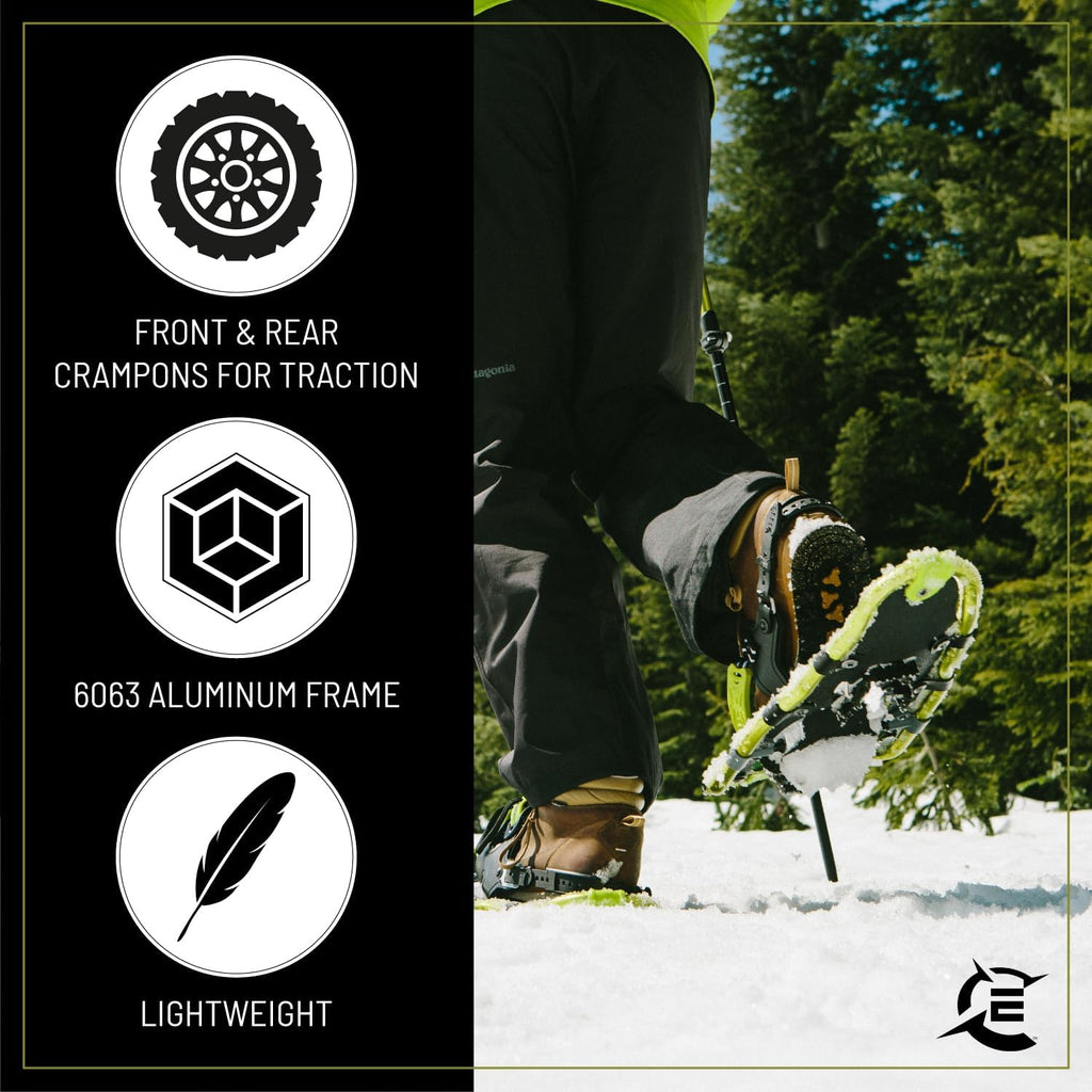 Expedition Lightweight Aluminum Frame Snowshoe Trail Kit with Twist-Lock Trekking Poles, Dual Ratchet Bindings & XPE