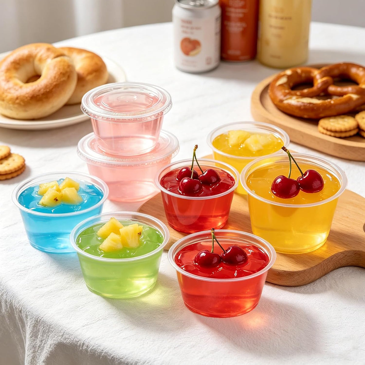 400 Sets 2 oz Plastic Jello Shot Cups with Lids, Small Portion Cups