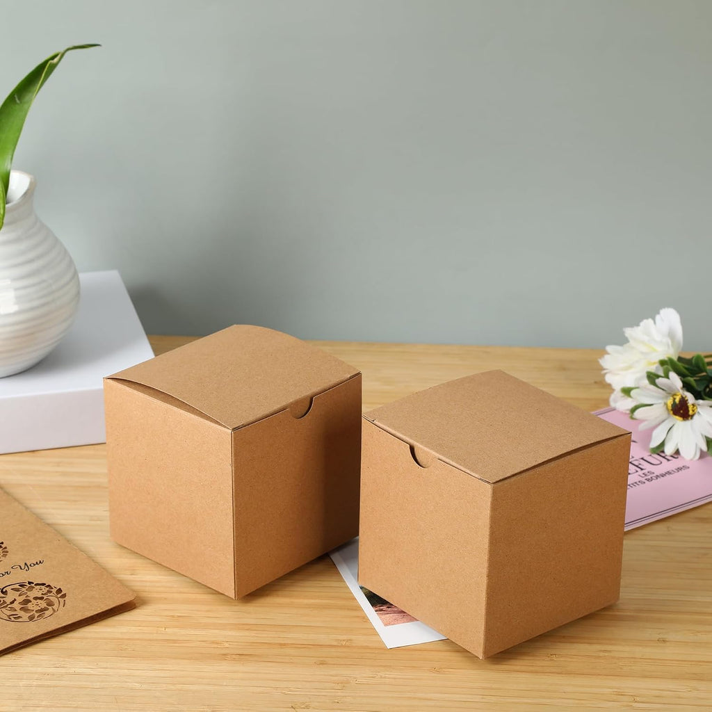 10Pcs Kraft Gift Boxes |6x6x6 Inches Square Boxes with Lids | Medium Gift Boxes Suitable for Party, Wedding