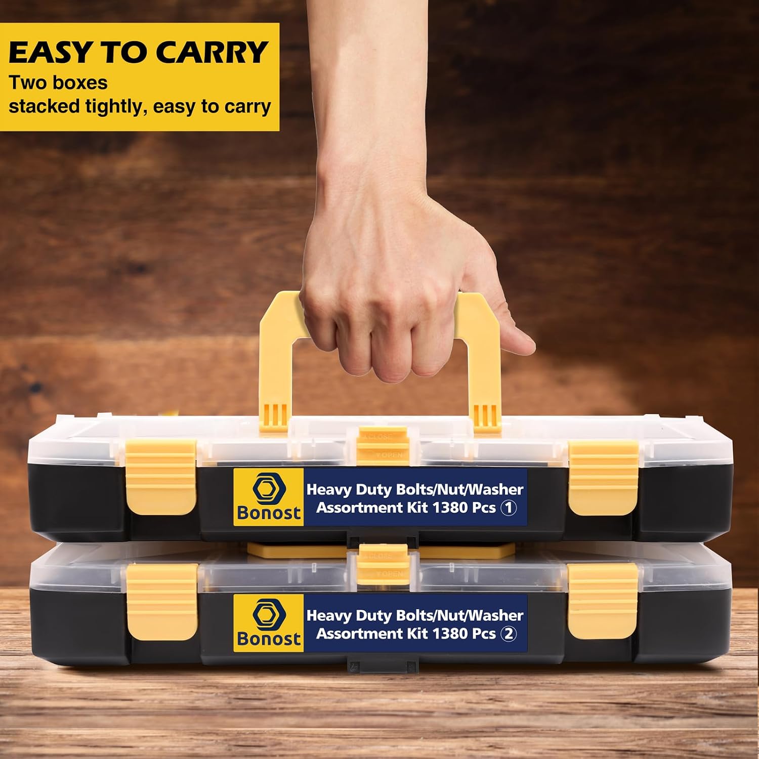 1380pcs Nuts and Bolts Assortment Kit - Heavy Duty Grade 8.8 Metric M4 M5 M6 M8 Bolt Set with Assorted Nuts and