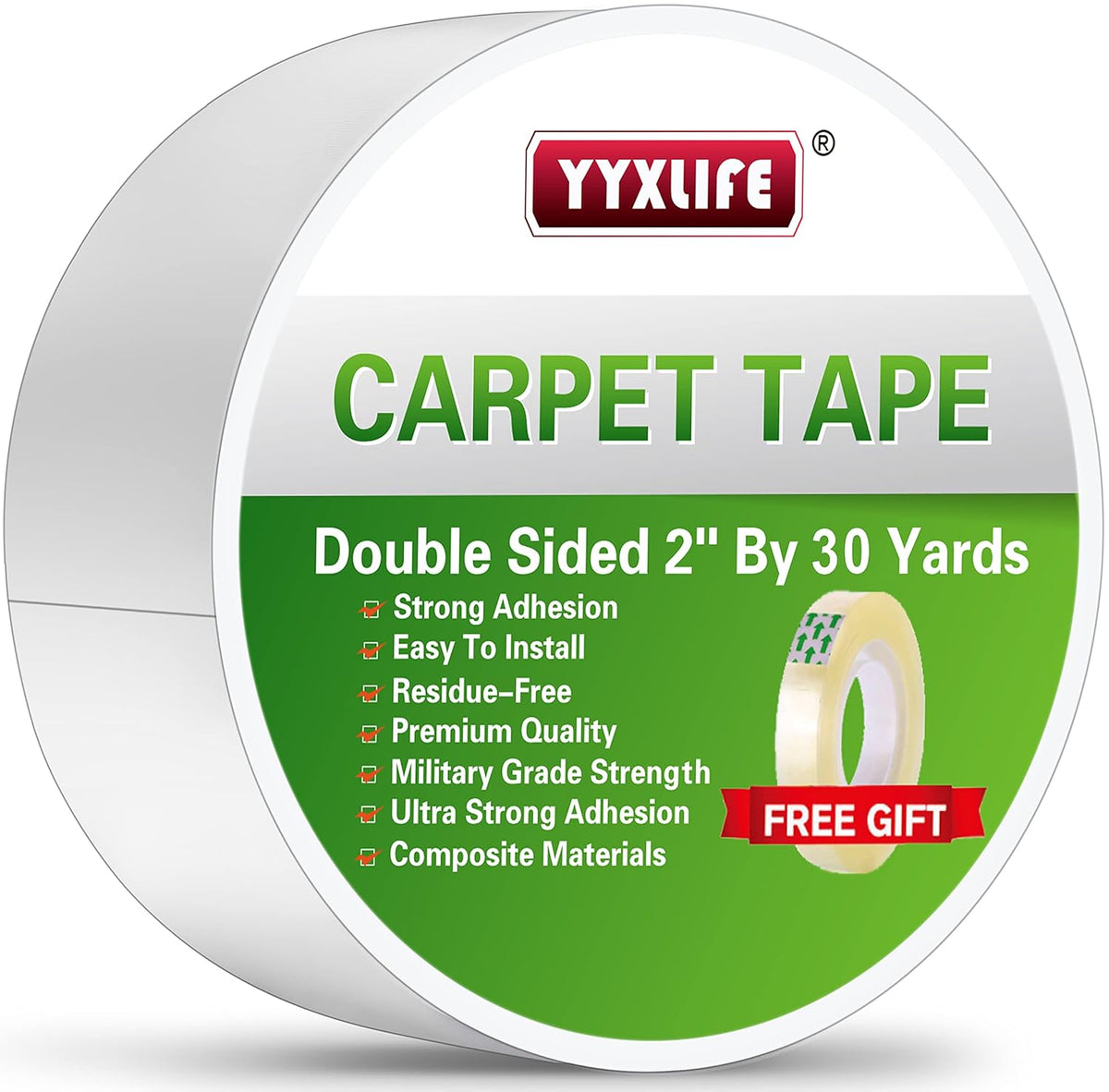 Double Sided Rug Tape, Heavy Duty for Rugs & Floors, 2" x30YD