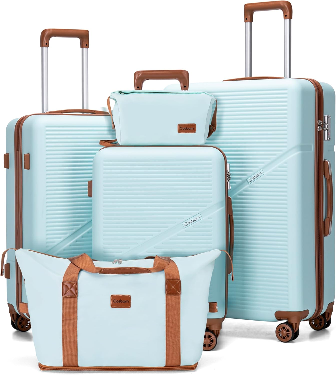 5 Piece Luggage Sets with Spinner Wheels, Hardshell ABS Suitcase Set with Tsa Lock, Lightweight Hardside Waterproof