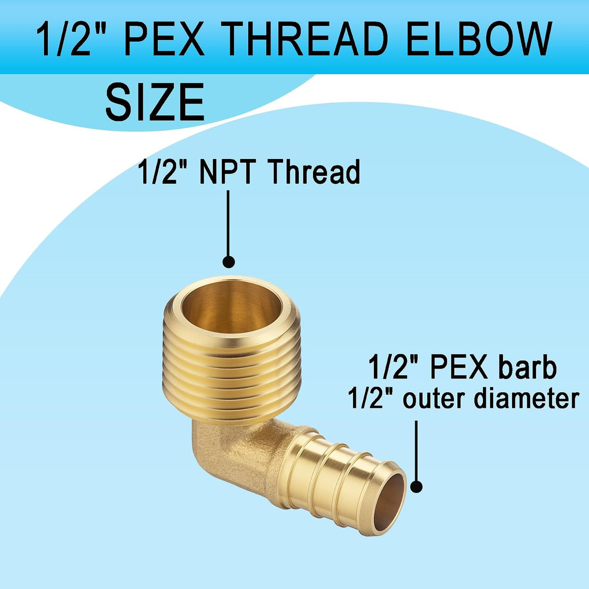 (20 Pack) Asterbacks 1/2 PEX to 1/2 NPT Male Thread Elbow for PEX-A/B/C Pipe