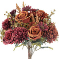 2 Pcs Artificial Fall Flowers, Fake Silk Fall Flowers, Orange+Red