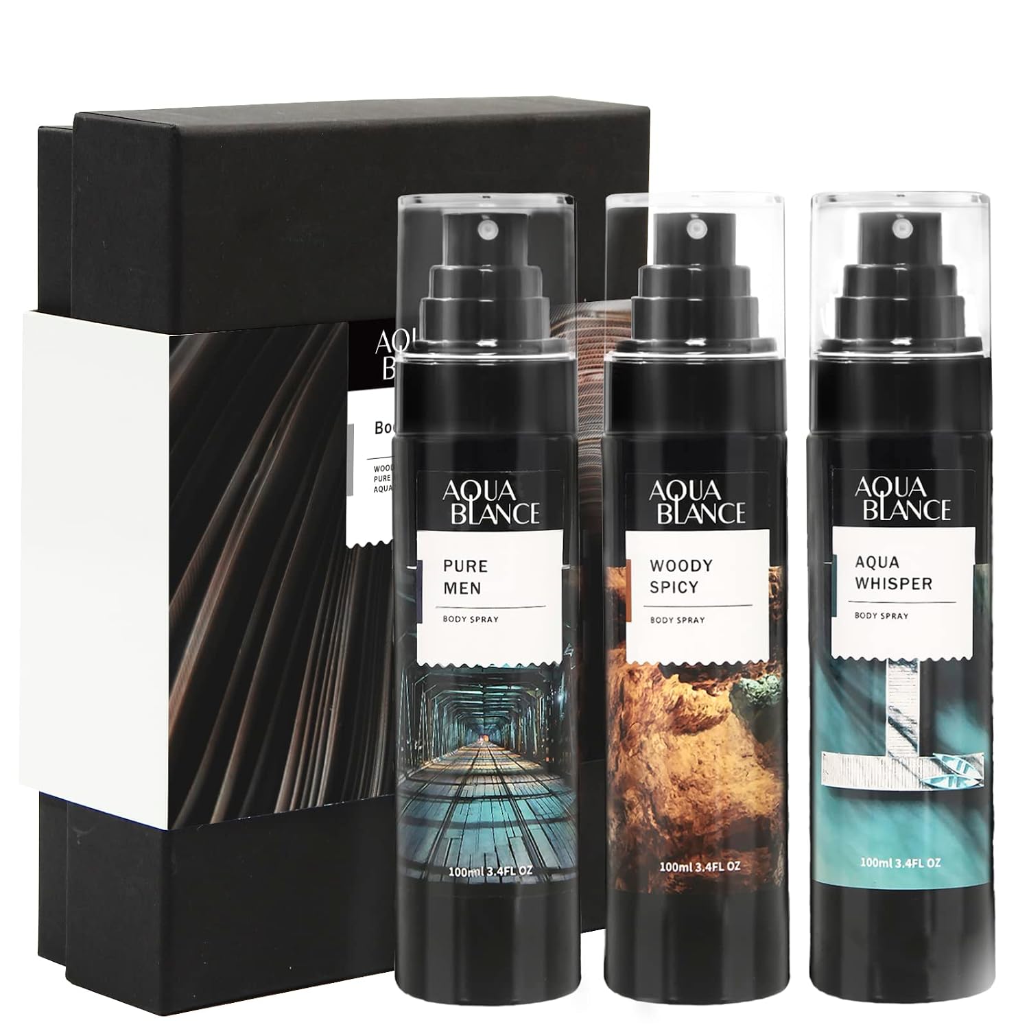 Body Spray for Men, Mens Fragrance Mist, Pack of 3, Each 3.4 Fl Oz
