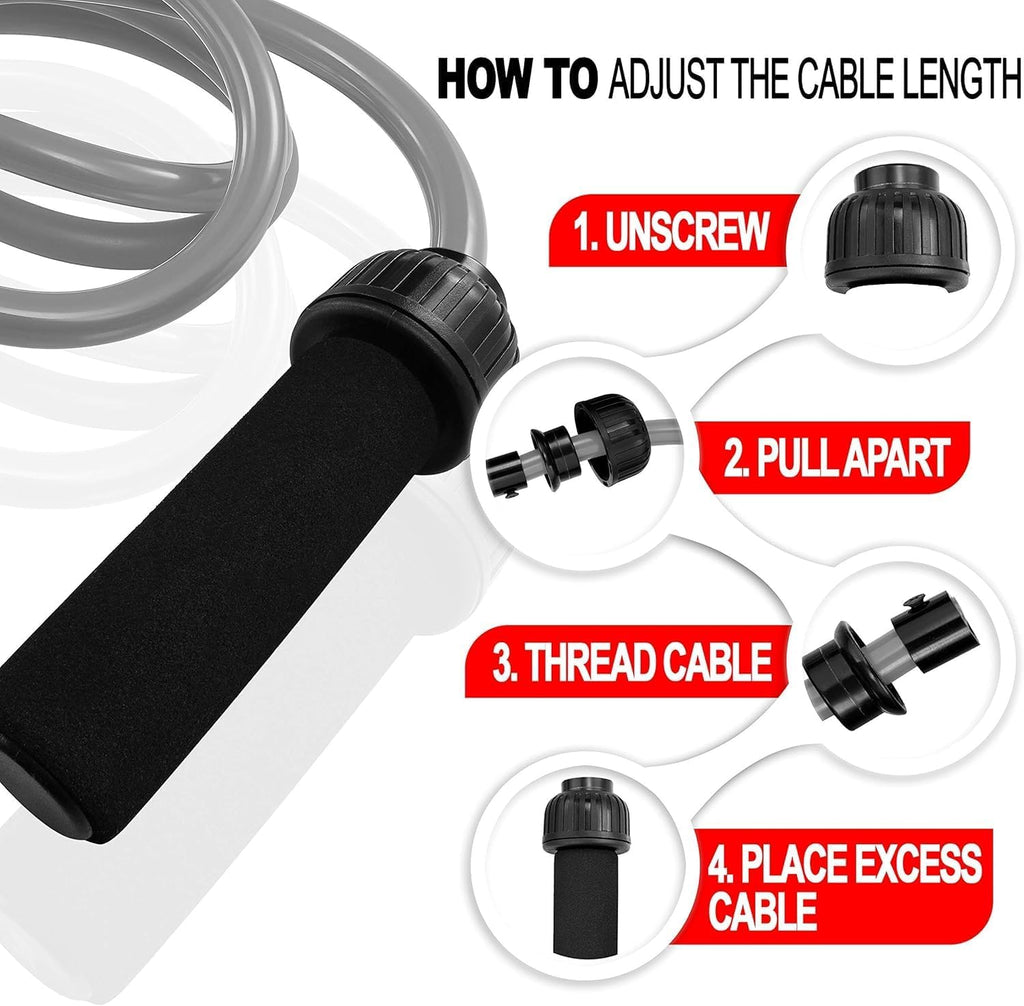 Weighted Jump Rope Workout (1LB) - Tangle-Free Ball Bearing Speed Skipping Rope for MMA Boxing Weight-loss Crossfit