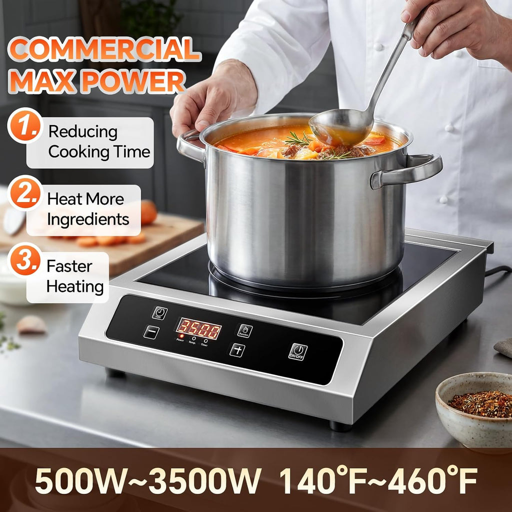 3500W Commercial Induction Cooktop with Sensor Touch LCD