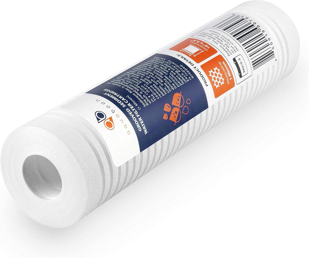 Whole House 1 Micron 10 x 2.5 PP Grooved Sediment Water Filter Cartridge Replacement Compatible with AP110