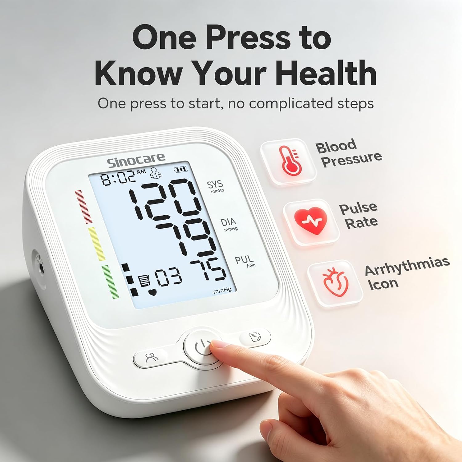 Blood Pressure Monitor, Upper Arm BP Machine, FDA Cleared