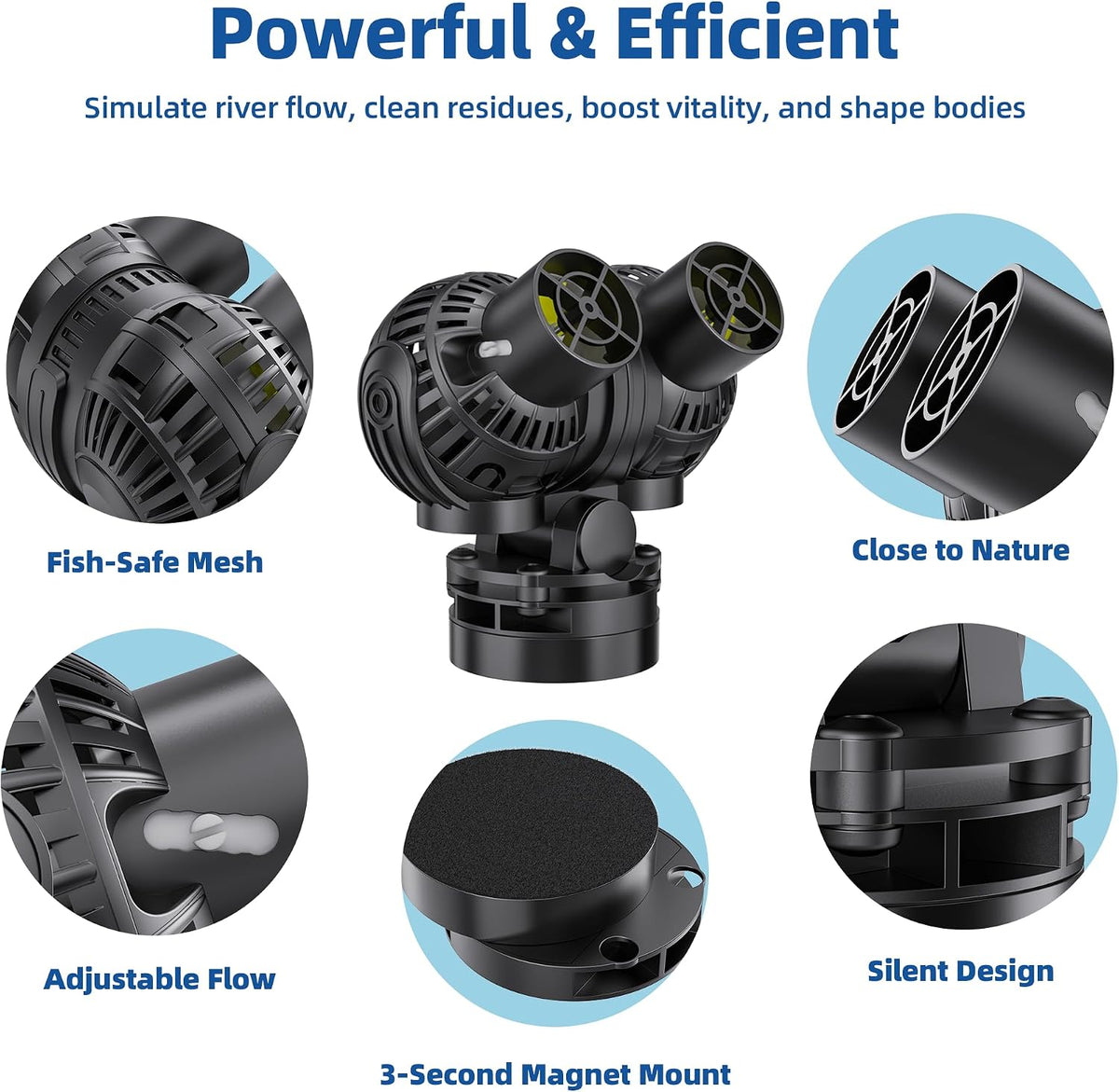 Wave Maker Pump for Aquarium: 1s Magnetic Mounts on 15mm Glass